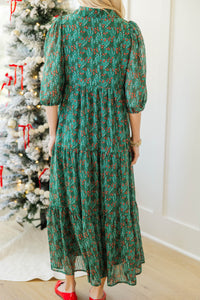 NURSING COLLECTION: Love Found Green Ditsy Floral Tiered Midi Dress