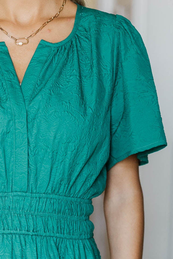 NURSING COLLECTION: All In The Air Emerald Textured Midi Dress
