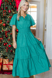 NURSING COLLECTION: All In The Air Emerald Textured Midi Dress