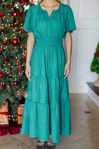 NURSING COLLECTION: All In The Air Emerald Textured Midi Dress