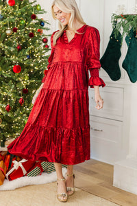 NURSING COLLECTION: What A Surprise Burgundy Shimmer Midi Dress