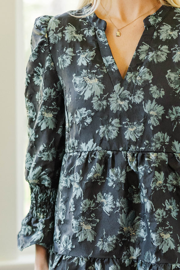 NURSING COLLECTION: What A Surprise Black Brocade Midi Dress
