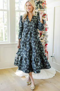NURSING COLLECTION: What A Surprise Black Brocade Midi Dress