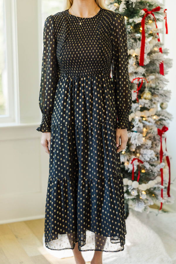 NURSING COLLECTION: Best Day Black Polka Dot Midi Dress