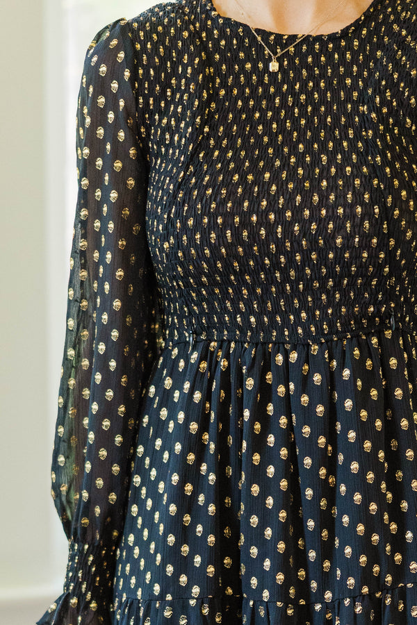 NURSING COLLECTION: Best Day Black Polka Dot Midi Dress
