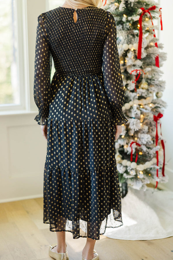 NURSING COLLECTION: Best Day Black Polka Dot Midi Dress