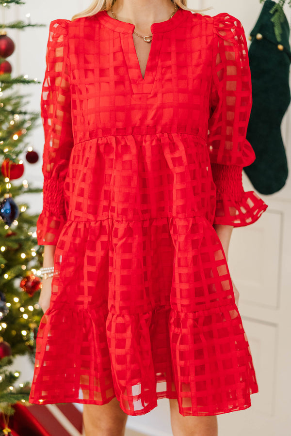 NURSING COLLECTION: In Your Happy Place Red Textured Dress