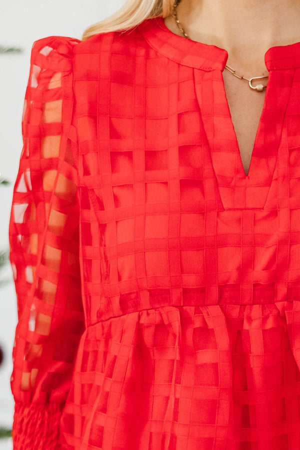 NURSING COLLECTION: In Your Happy Place Red Textured Dress