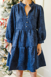 NURSING COLLECTION: All Up To You Navy Blue Textured Dress