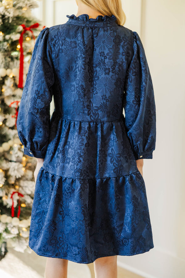 NURSING COLLECTION: All Up To You Navy Blue Textured Dress