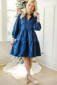 NURSING COLLECTION: All Up To You Navy Blue Textured Dress