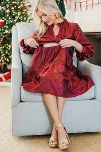 NURSING COLLECTION: All Up To You Red Brocade Dress