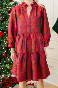 NURSING COLLECTION: All Up To You Red Brocade Dress