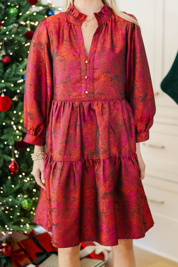 NURSING COLLECTION: All Up To You Red Brocade Dress