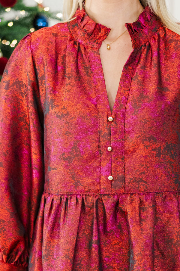 NURSING COLLECTION: All Up To You Red Brocade Dress