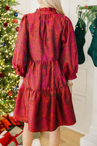 NURSING COLLECTION: All Up To You Red Brocade Dress