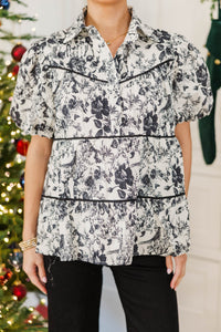 NURSING COLLECTION: Giving Your All Ivy Black Toile Blouse