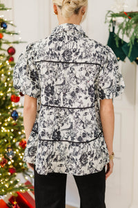 NURSING COLLECTION: Giving Your All Ivy Black Toile Blouse