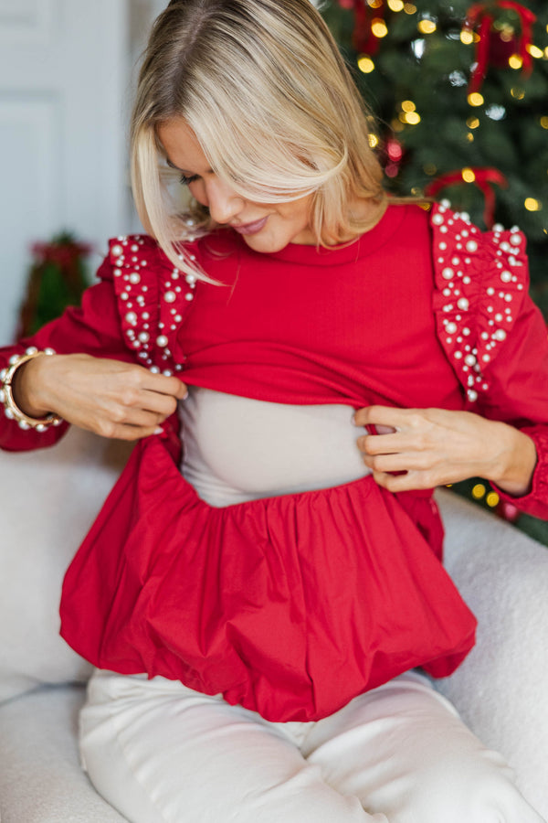 NURSING COLLECTION: In This Moment Red Blouse