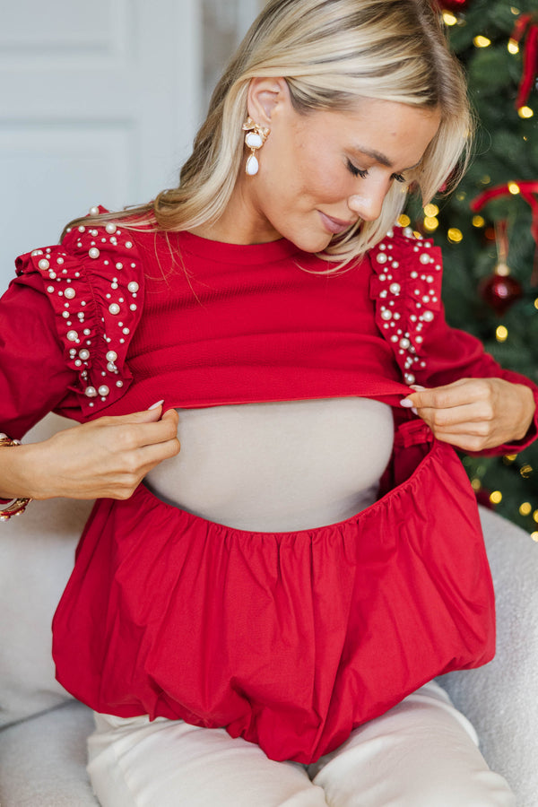 NURSING COLLECTION: In This Moment Red Blouse