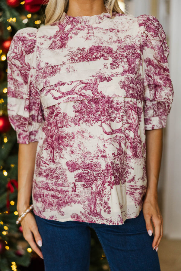 NURSING COLLECTION: Made For This Burgundy Toile Blouse