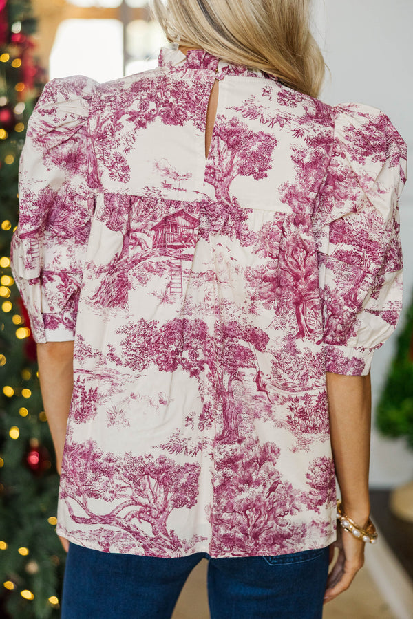 NURSING COLLECTION: Made For This Burgundy Toile Blouse