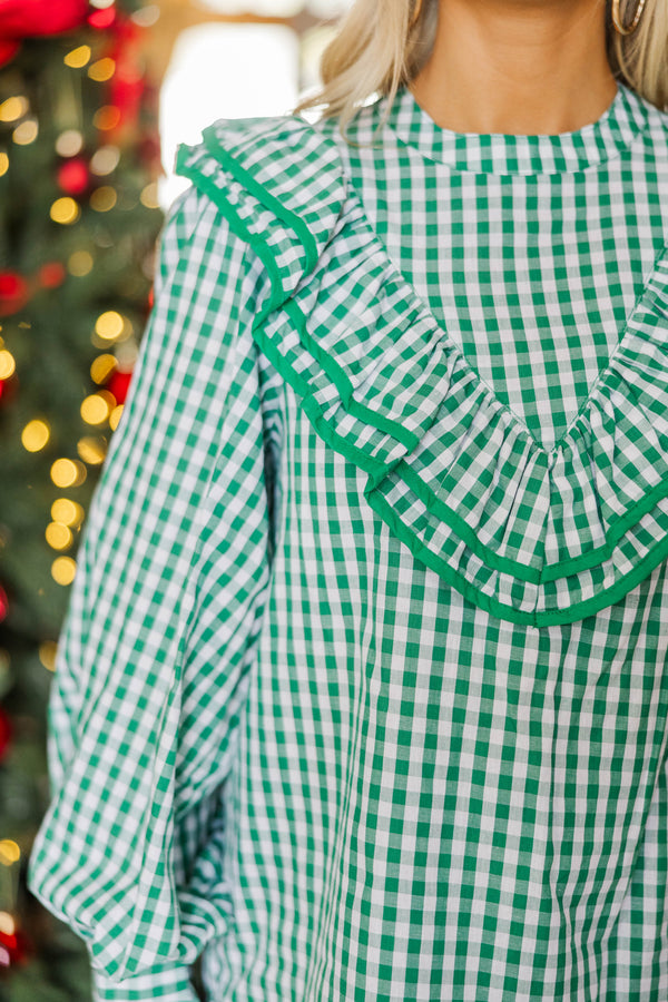 NURSING COLLECTION: Effortlessly Her Emerald Gingham Blouse