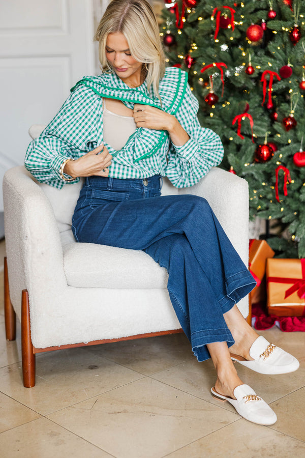 NURSING COLLECTION: Effortlessly Her Emerald Gingham Blouse