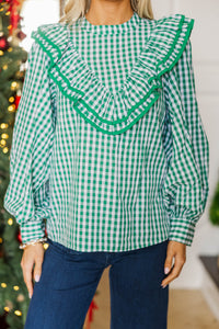 NURSING COLLECTION: Effortlessly Her Emerald Gingham Blouse