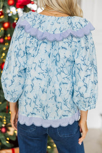 NURSING COLLECTION: Wrapped In Your Love Light Blue Floral Blouse