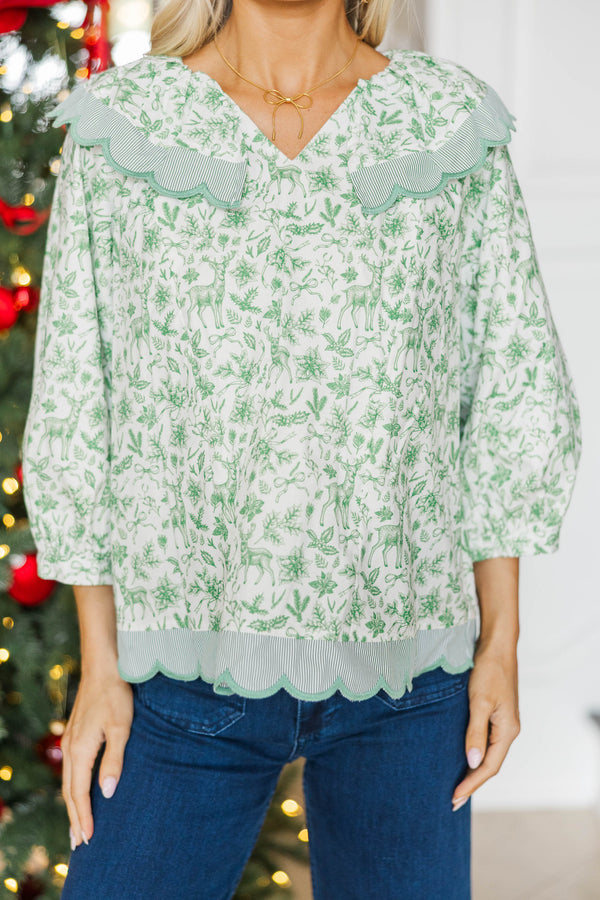 NURSING COLLECTION: Wrapped In Your Love Emerald Toile Blouse