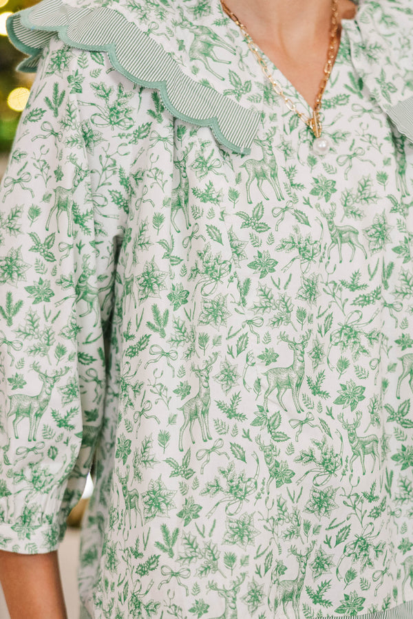 NURSING COLLECTION: Wrapped In Your Love Emerald Toile Blouse
