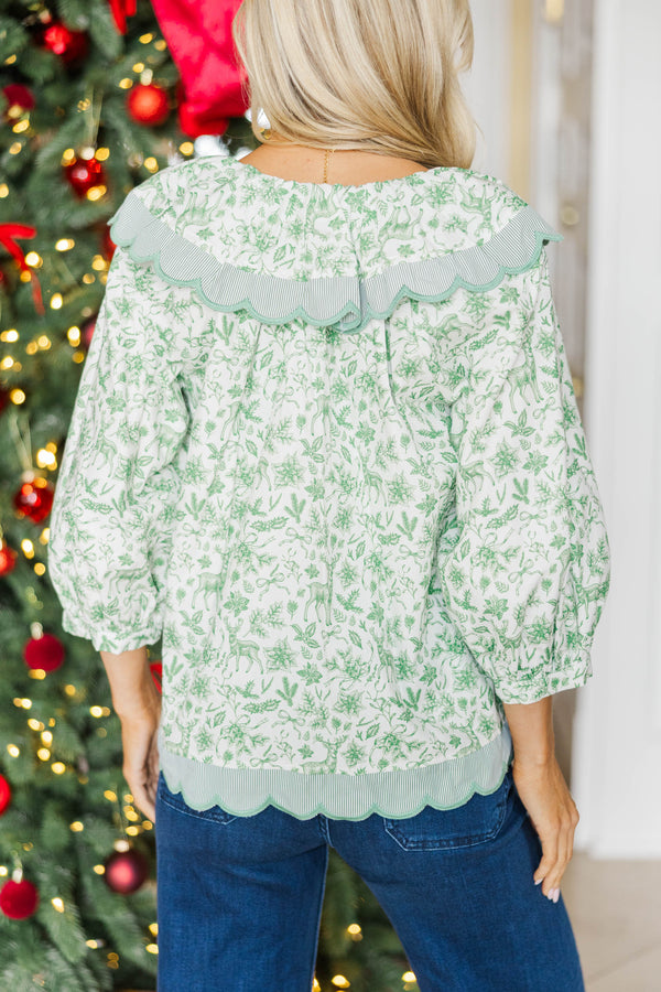 NURSING COLLECTION: Wrapped In Your Love Emerald Toile Blouse
