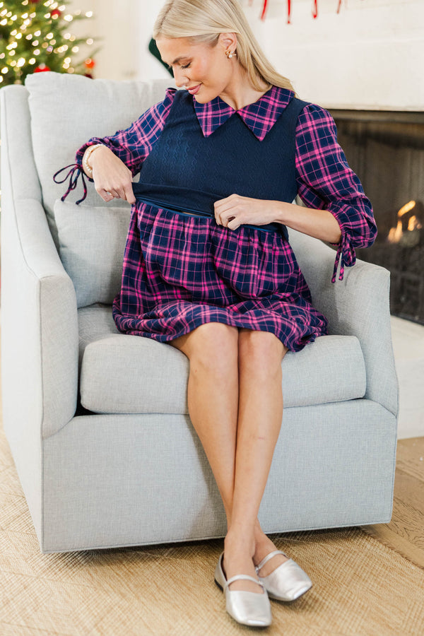 NURSING COLLECTION: My Whole Heart Pink Plaid Mini Dress