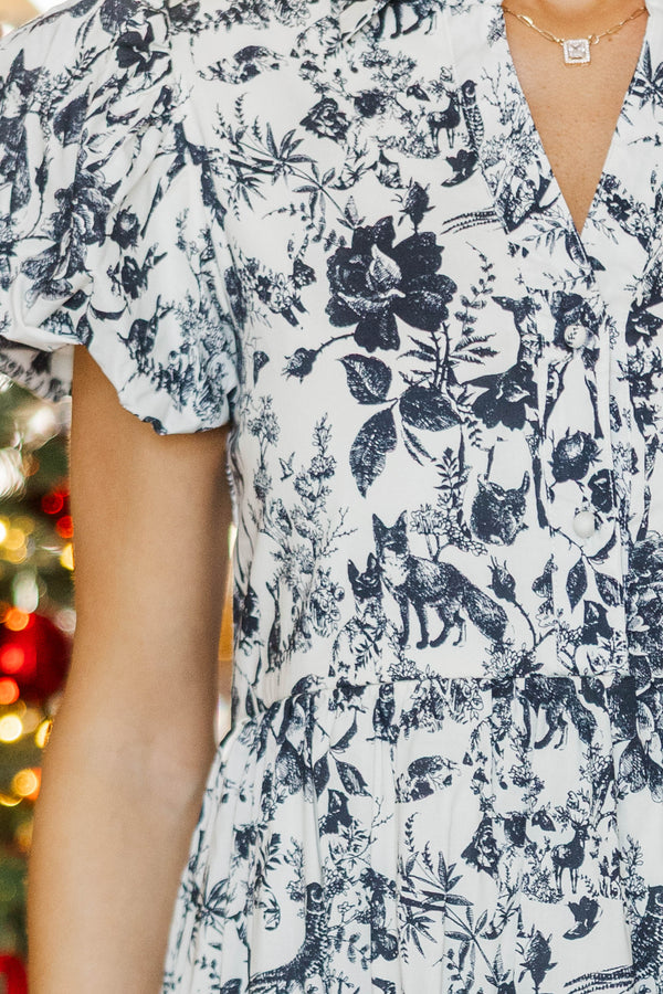 NURSING COLLECTION: Perfect For You Black Toile Midi Dress