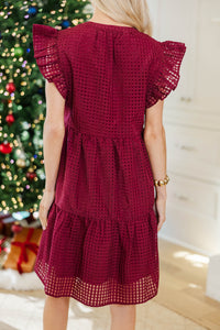 NURSING COLLECTION: At This Time Burgundy Textured Babydoll Dress