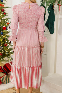 NURSING COLLECTION: Back To You Red Striped Midi Dress