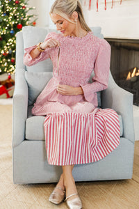 NURSING COLLECTION: Back To You Red Striped Midi Dress