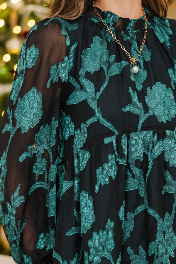 NURSING COLLECTION: Making Moves Emerald Floral Ruffled Blouse