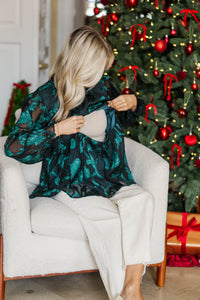 NURSING COLLECTION: Making Moves Emerald Floral Ruffled Blouse