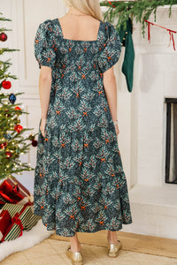 NURSING COLLECTION: Answer The Call Navy Holly Print Midi Dress