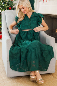 NURSING COLLECTION: Right Time Emerald Textured Midi Dress