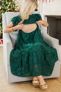 NURSING COLLECTION: Right Time Emerald Textured Midi Dress