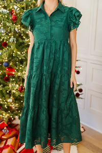 NURSING COLLECTION: Right Time Emerald Textured Midi Dress