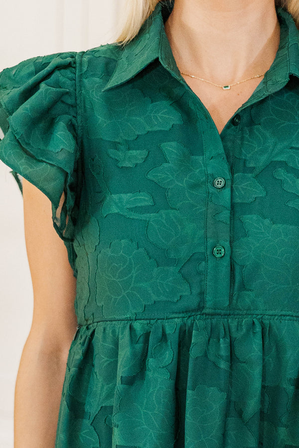NURSING COLLECTION: Right Time Emerald Textured Midi Dress