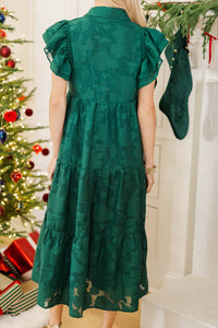 NURSING COLLECTION: Right Time Emerald Textured Midi Dress