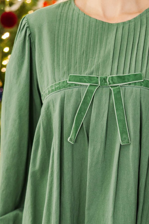NURSING COLLECTION: The Gathered Moment Emerald Babydoll Dress