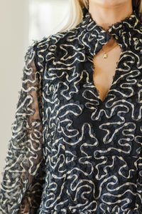 NURSING COLLECTION: Always On My Mind Black and Gold Tulle Babydoll Dress