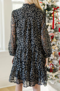 NURSING COLLECTION: Always On My Mind Black and Gold Tulle Babydoll Dress
