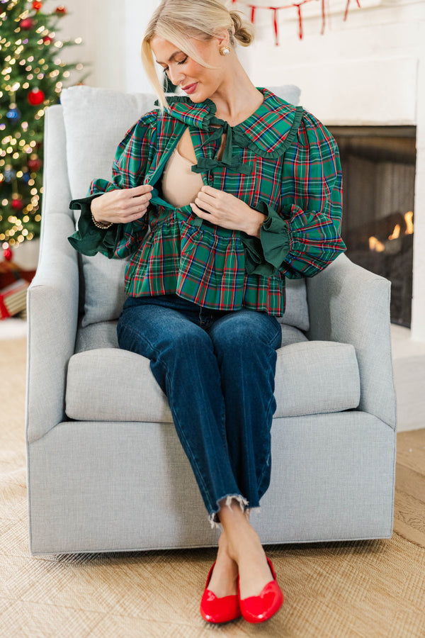 NURSING COLLECTION: Stay With Me Emerald Bow Blouse